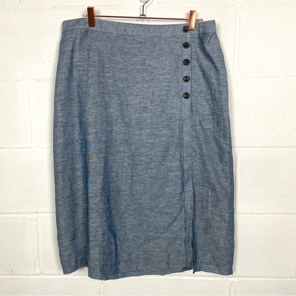Banana Republic Dresses & Skirts - Banana Republic NWT Midi Skirt Linen Blend Blue Coastal Office Professional SZ14